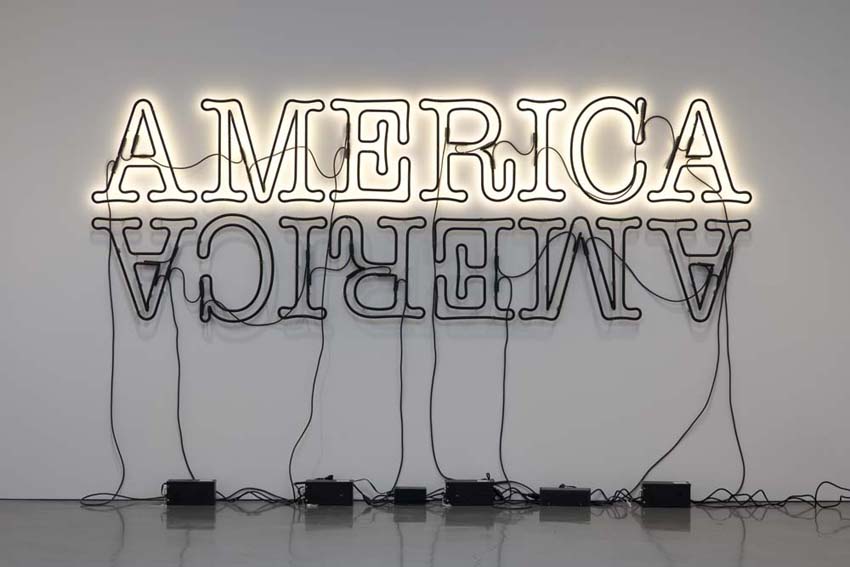 Glenn Ligon's artwork Double America 2, 2014