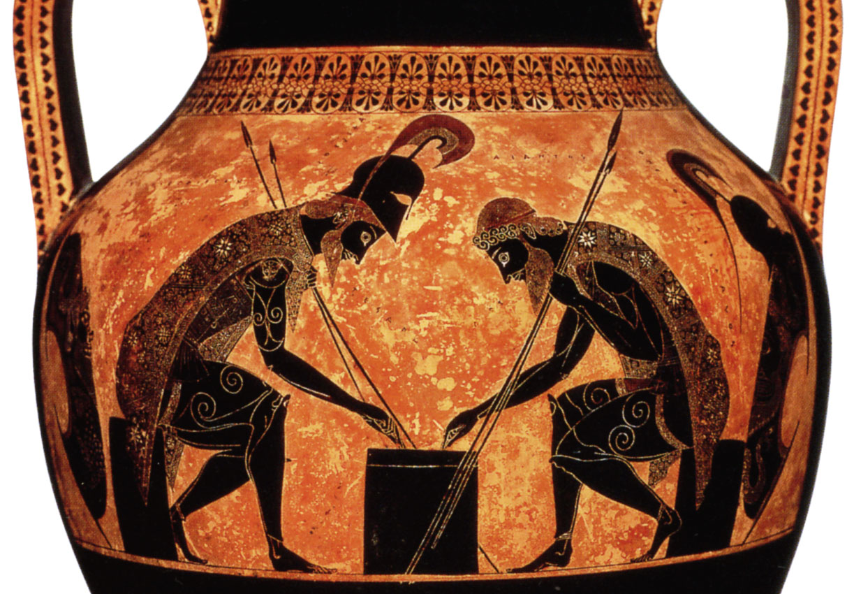 Amphora with Achilles and Ajax playing a game