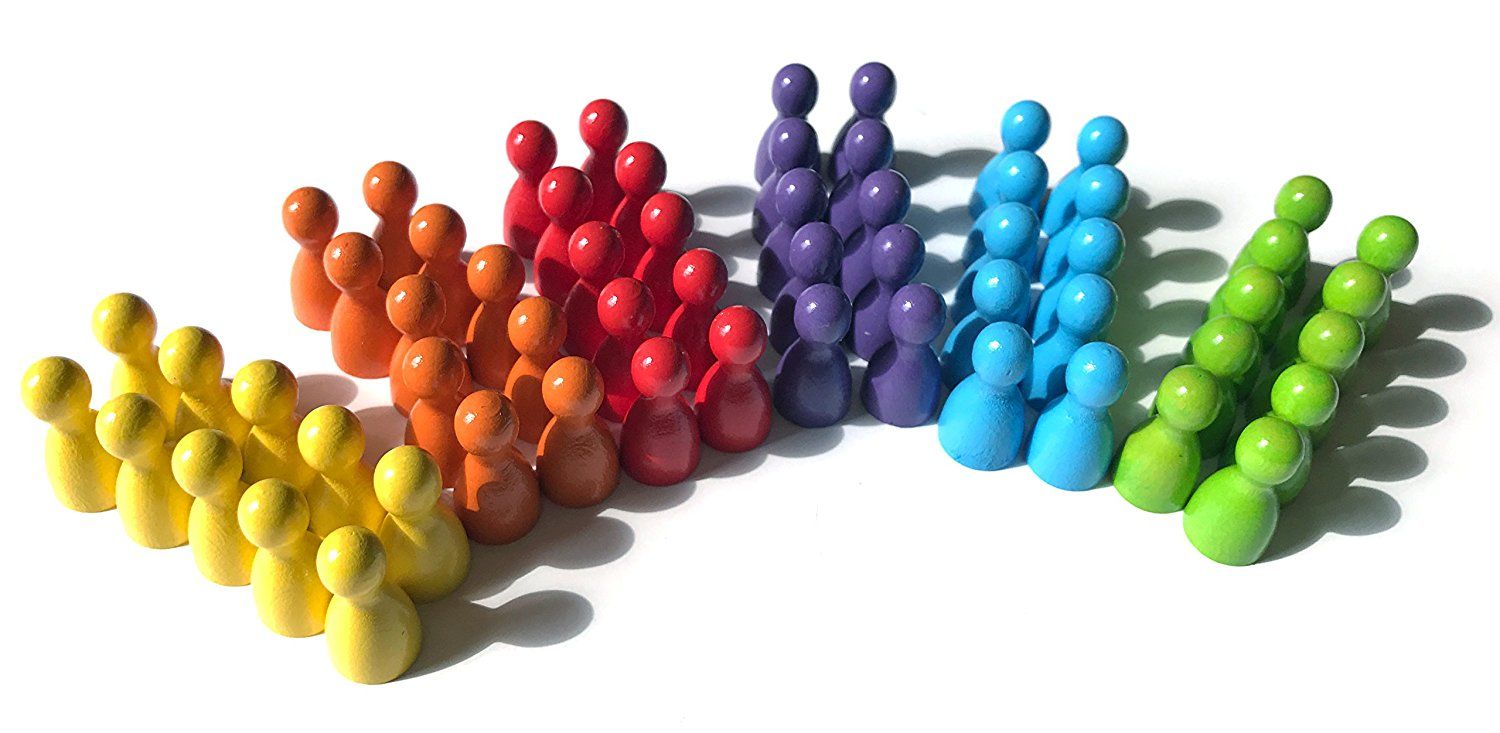 Colored board game pawns resembling parliamentary groups