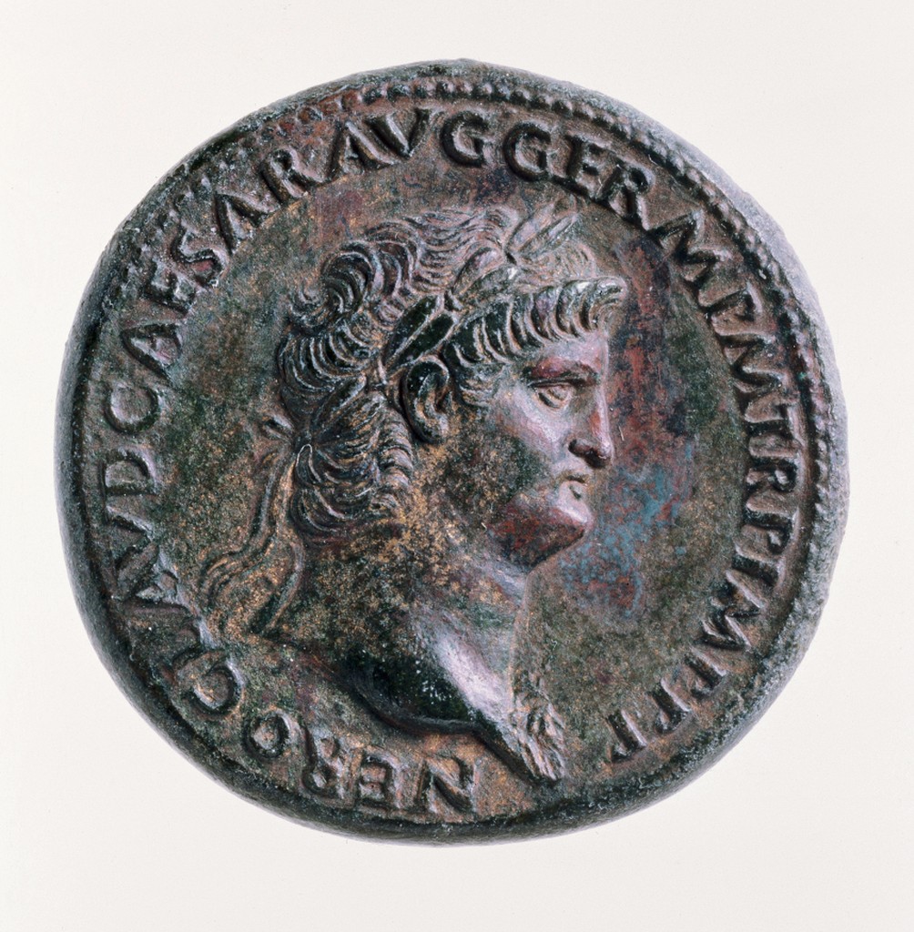 Sesterce of Nero, obverse: Portrait of the Emperor (courtesy ArtStor