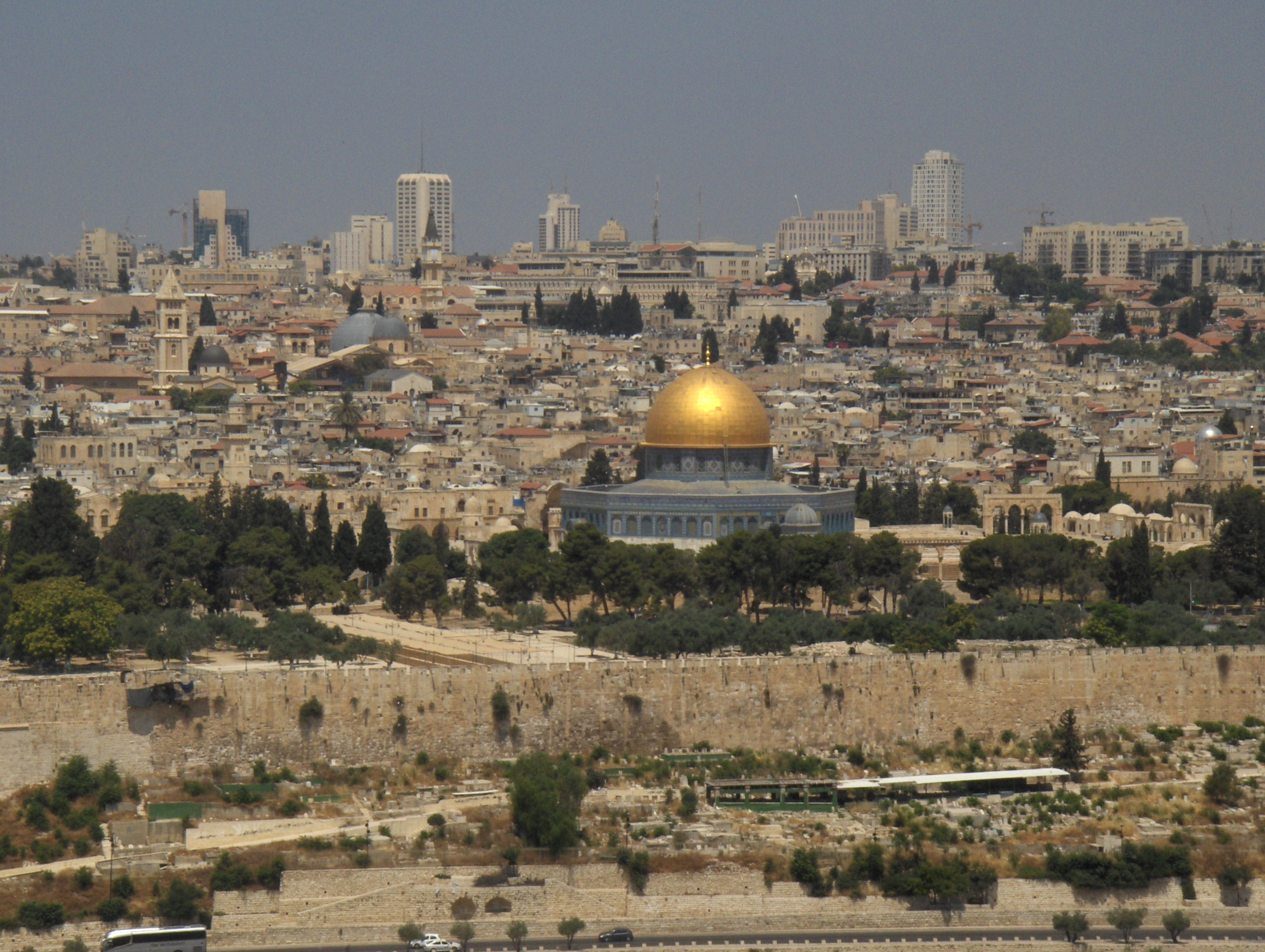 A view of the city of Jerusalem from the top of the Mount of Olives.
